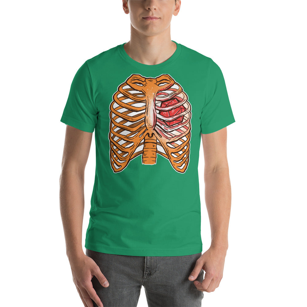 D20 D&D Role Playing Game Dice in a Rib Cage Unisex T-Shirt