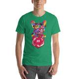 Colorful Bulldog with D20 D&D Role Playing Game Dice Unisex T-Shirt