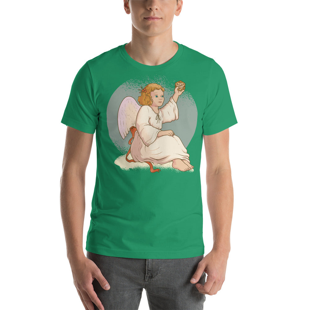 Christmas Angel Holding a D20 D&D Role Playing Game Dice Unisex T-Shirt