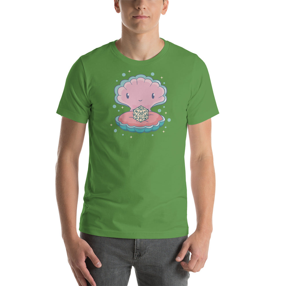 Cute Kawaii Clam with D20 Dice as a Pearl Unisex T-shirt