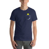 Yellow Board Game Meeple in a Fake Pocket Unisex T-Shirt