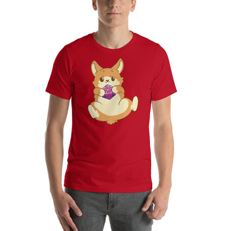 Cute Corgi Dog Holding a D20 Role Playing Game Dice Unisex T-shirt