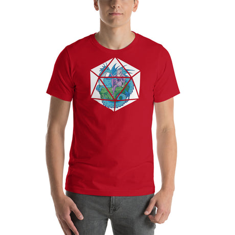 Dragon and Elf in a D20 Roleplaying Game Dice Unisex T-shirt