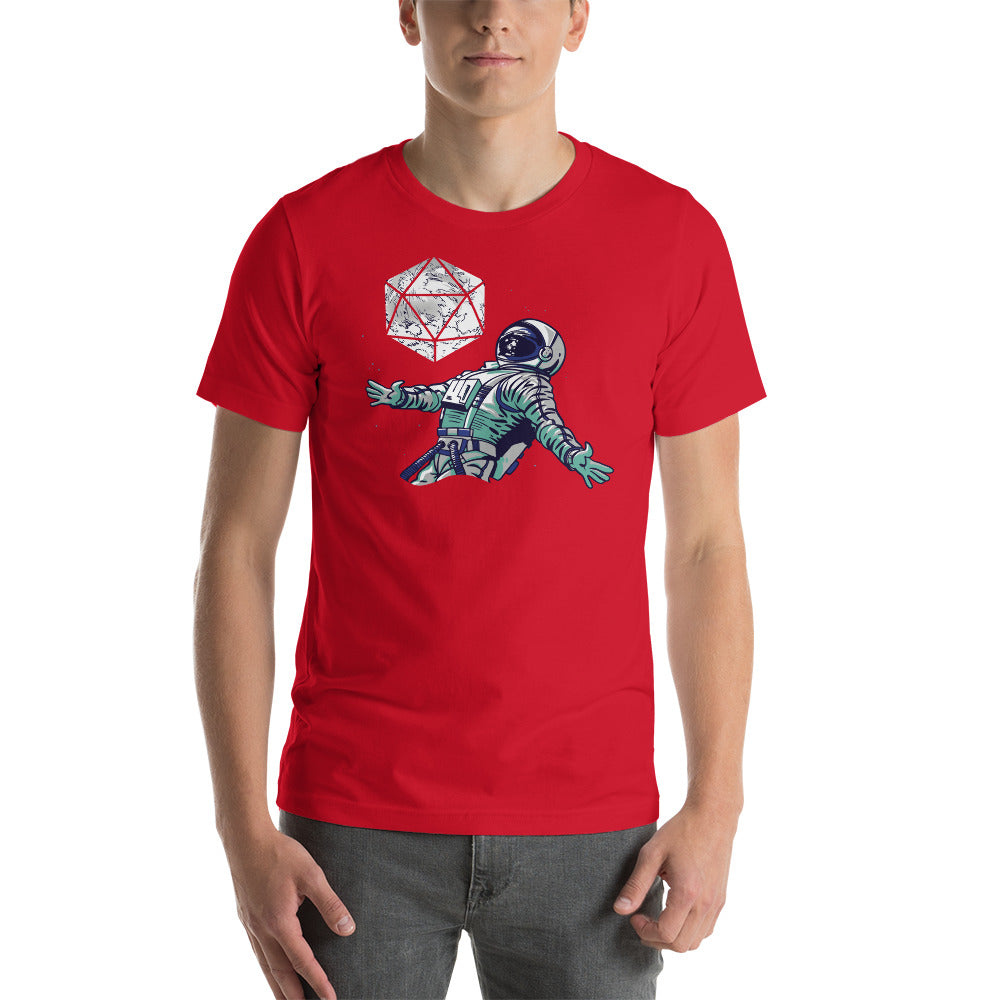 Astronaut with D20 Role Playing Game Dice Moon Unisex T-shirt