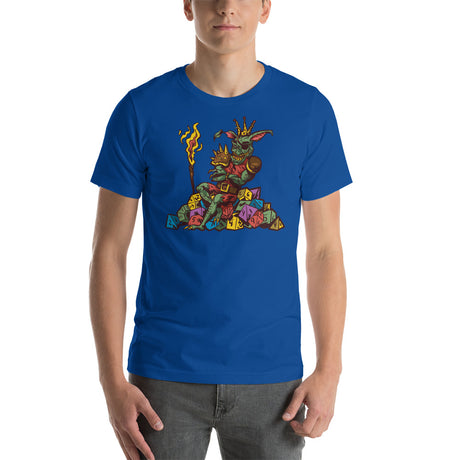 Goblin Sitting on a Pile of Colourful D&D Role Playing Game Dice Unisex T-Shirt