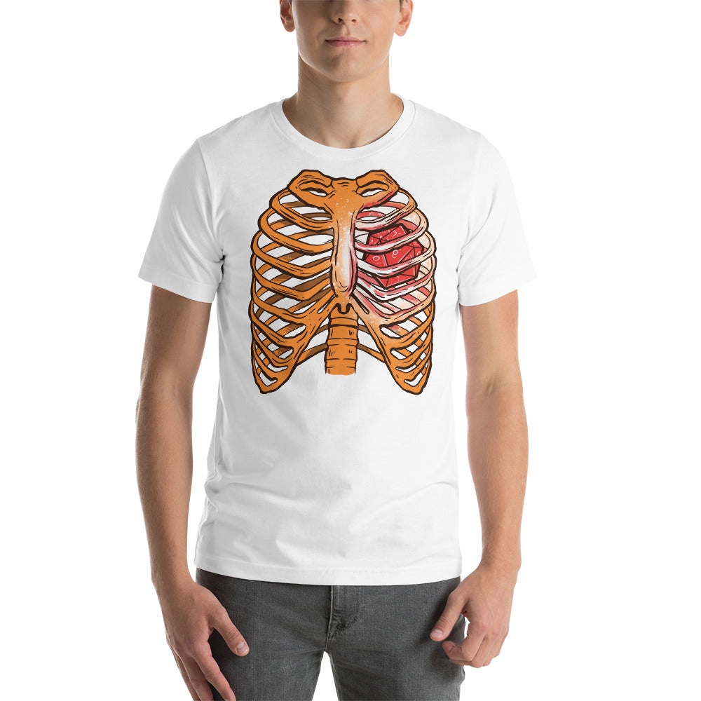 D20 D&D Role Playing Game Dice in a Rib Cage Unisex T-Shirt