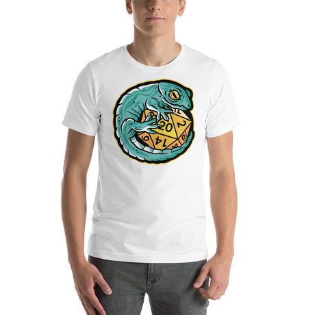 Gecko Lizard Hugging a D20 D&D Role Playing Game Dice Unisex T-Shirt