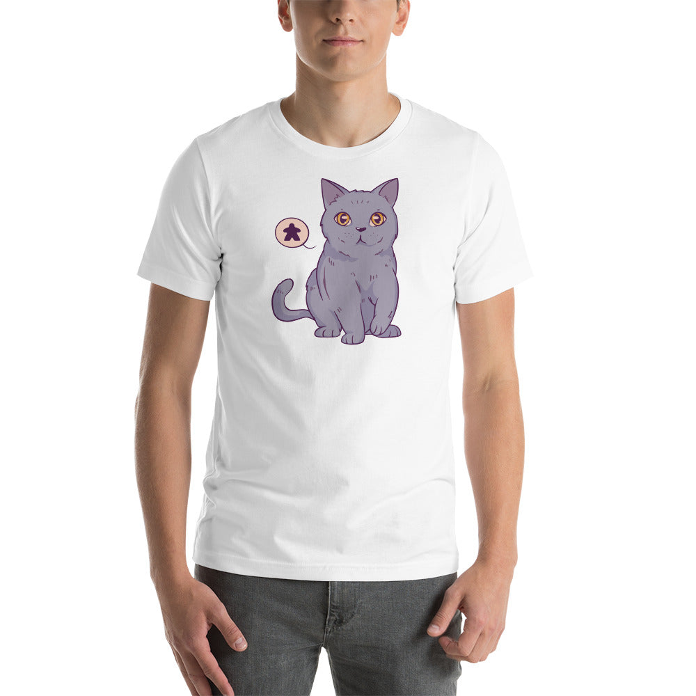 Cute British Shorthair Cat with Meeple Unisex T-shirt