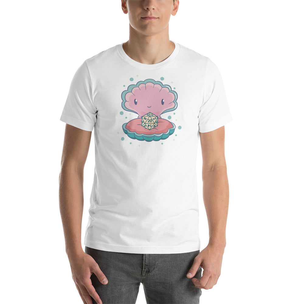 Cute Kawaii Clam with D20 Dice as a Pearl Unisex T-shirt