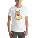 Cute Corgi Dog Holding a D20 Role Playing Game Dice Unisex T-shirt