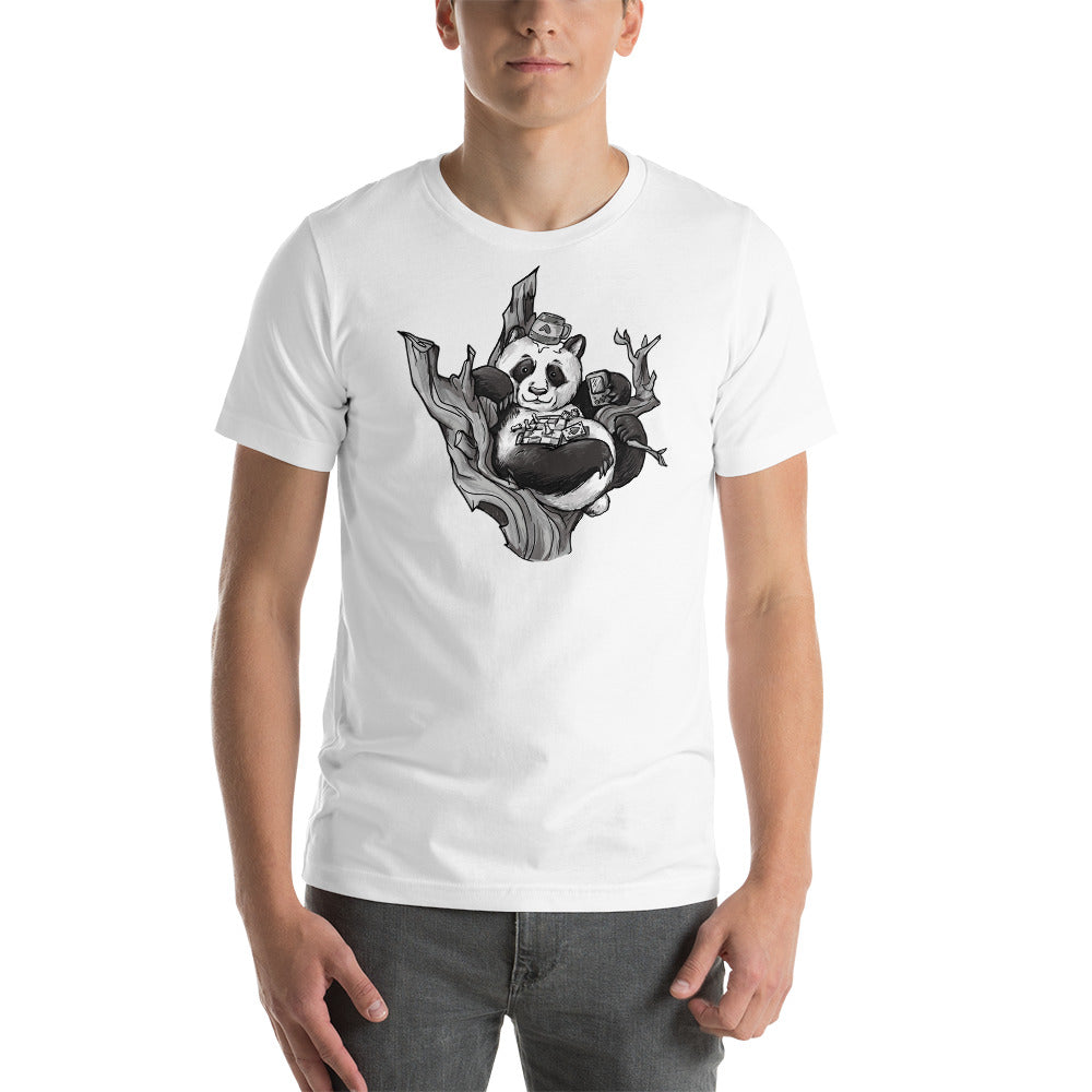 Panda Playing Board Game on a Tree Unisex T-shirt