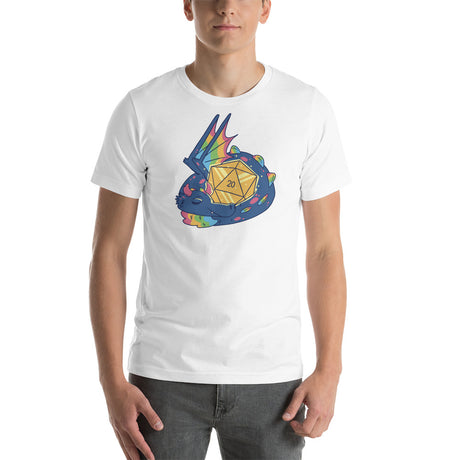 Cute Rainbow Dragon with D20 Role Playing Game Dice Unisex T-shirt